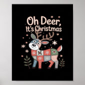 Oh Deer Its Christmas Miniature Patchwork Squares Poster (Voorkant)