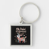 Oh Deer Its Christmas Miniature Patchwork Squares Sleutelhanger (Voorkant)