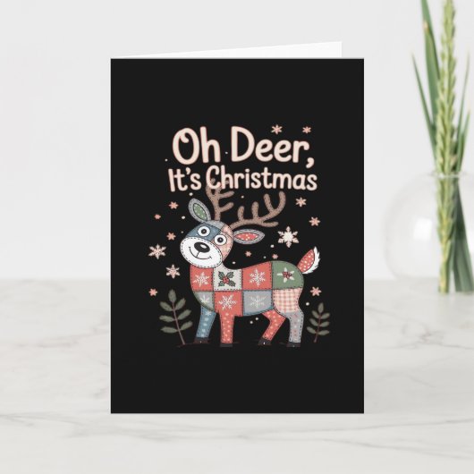 Oh Deer Its Christmas MiniaturFolded Greeting Card Kaart (Voorkant)