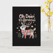 Oh Deer Its Christmas MiniaturFolded Greeting Card Kaart (Gele Bloem)