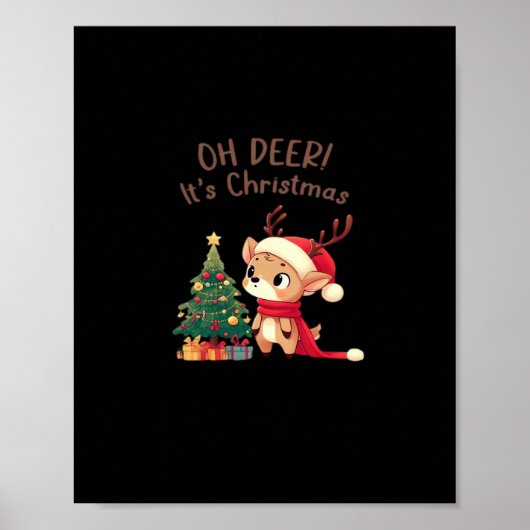Oh Deer Its Christmas Modern Aesthetic Style  Poster (Voorkant)