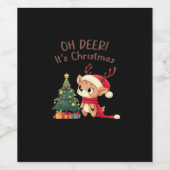 Oh Deer Its Christmas Modern Aesthetic Style  Wijn Etiket (Enkel label)