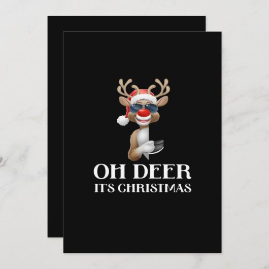 Oh Deer Its Christmas Reindeer Style Feestdagenkaart (Voorkant / Achterkant)