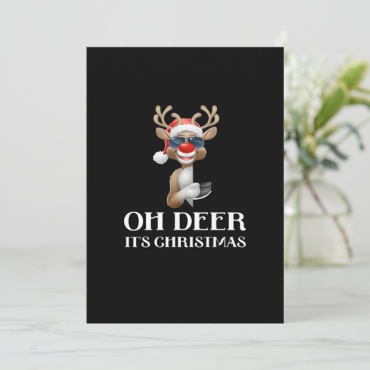 Oh Deer Its Christmas Reindeer Style Feestdagenkaart (Staand voorkant)
