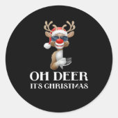 Oh Deer Its Christmas Reindeer Style  Ronde Sticker (Voorkant)