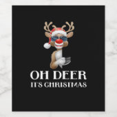 Oh Deer Its Christmas Reindeer Style  Wijn Etiket (Enkel label)