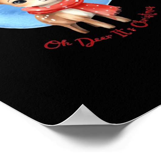 Oh Deer Its Christmas Retro Classic Design  Poster (Hoek)