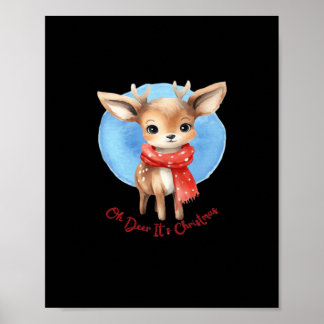Oh Deer Its Christmas Retro Classic Design  Poster