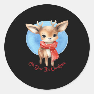 Oh Deer Its Christmas Retro Classic Design Ronde Sticker
