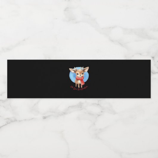 Oh Deer Its Christmas Retro Classic Design Waterfles Etiket (Enkel label)