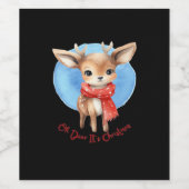 Oh Deer Its Christmas Retro Classic Design  Wijn Etiket (Enkel label)
