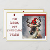 Oh Deer, It's Christmas Time!" Holiday Card Feestdagenkaart (Voorkant / Achterkant)