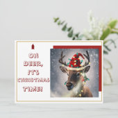 Oh Deer, It's Christmas Time!" Holiday Card Feestdagenkaart (Staand voorkant)