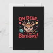 Oh Deer Its My Birthday Cute Reindeer Festive Styl Feestdagenkaart (Voorkant)