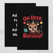 Oh Deer Its My Birthday Cute Reindeer Festive Styl Feestdagenkaart (Voorkant / Achterkant)
