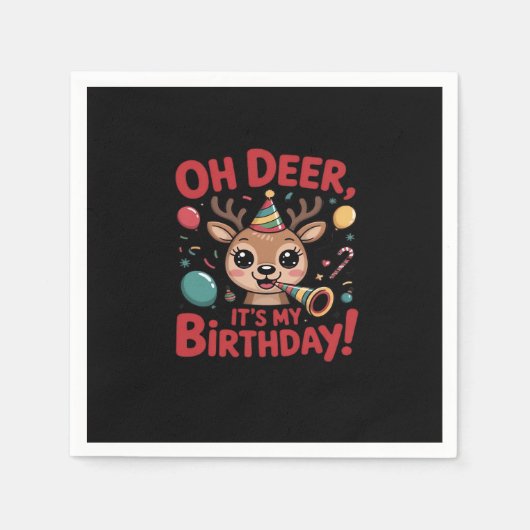 Oh Deer Its My Birthday Cute Reindeer Festive Styl Servet (Voorkant)