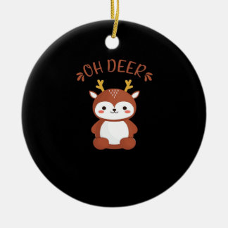 Oh Deer Kawaii Deer Playful Art Style Keramisch Ornament