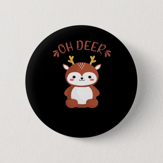 Oh Deer Kawaii Deer Playful Art Style  Ronde Button 5,7 Cm (Voorkant)