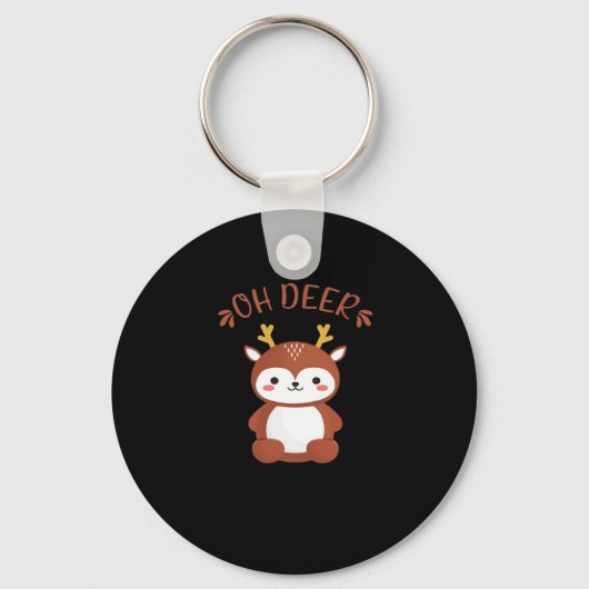 Oh Deer Kawaii Deer Playful Art Style Sleutelhanger (Voorkant)