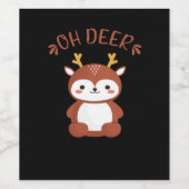 Oh Deer Kawaii Deer Playful Art Style  Wijn Etiket (Enkel label)