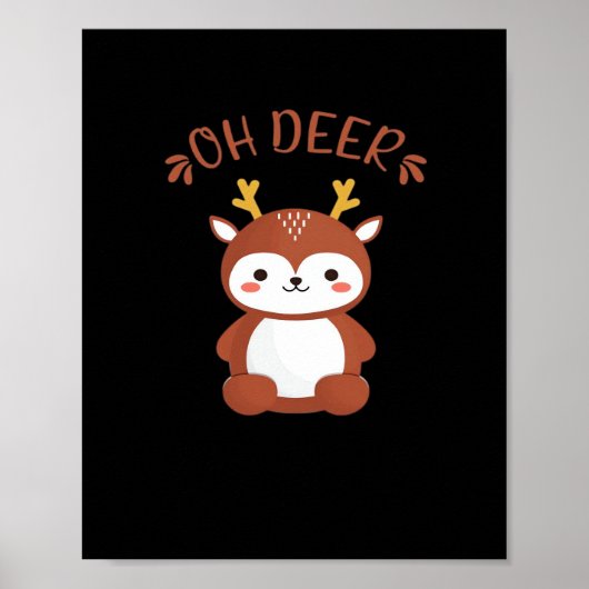 Oh Deer Kawaii Herten Speelse Kunststijl Poster (Voorkant)
