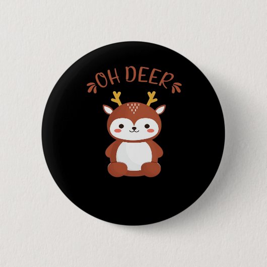 Oh Deer Kawaii Herten Speelse Kunststijl Ronde Button 5,7 Cm (Voorkant)