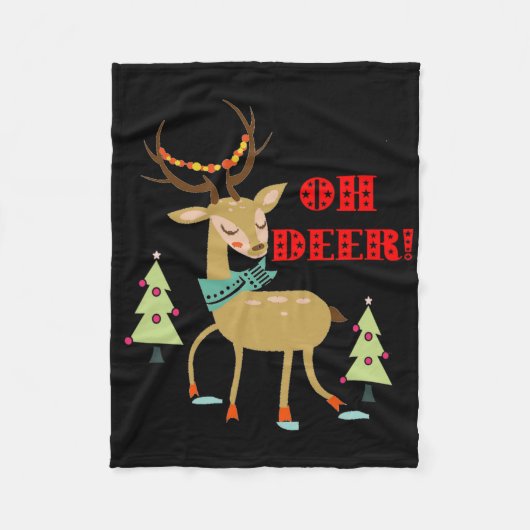 Oh Deer! Kerst hert met bomen cadeau Fleece Deken (Voorkant)