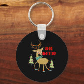 Oh Deer! Kerst hert met bomen cadeau Sleutelhanger (Voorkant)