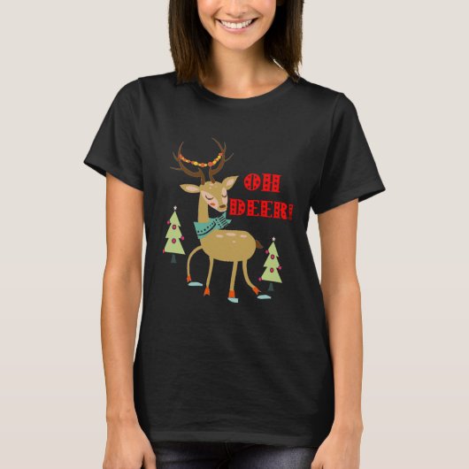 Oh Deer! Kerst hert met bomen cadeau T-shirt (Voorkant)