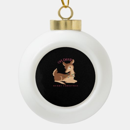 Oh Deer Kerst Moderne Ontwerp Keramische Bal Ornament (Voorkant)