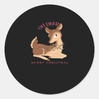 Oh Deer Kerst Moderne Vormgeving  Ronde Sticker