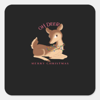 Oh Deer Kerst Moderne Vormgeving  Vierkante Sticker