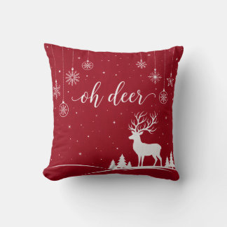 Oh Deer Kerst Reindeer Rode Sneeuwvlok Kussen
