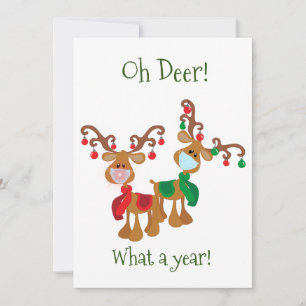 OH Deer Kerst Rendiergezichtsmasker 2021 Feestdagenkaart