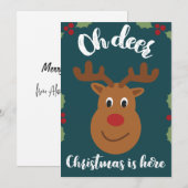 Oh Deer kerstkaart, Funny Cute Pun Schattig Feestdagenkaart (Voorkant / Achterkant)