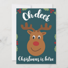 Oh Deer kerstkaart, Funny Cute Pun Schattig Feestdagenkaart