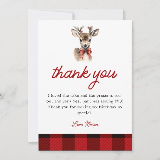 Oh Deer Kerstmis Herten Verjaardag Dank u kaart (Voorkant)