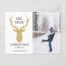 Oh Deer Kerstmis hier Faux Gold Glitter Deer
