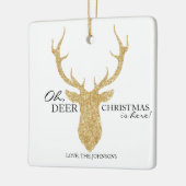 Oh Deer Kerstmis hier Faux Gold Glitter Deer Keramisch Ornament (Links)