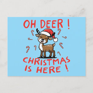 Oh Deer Kerstmis is hier Feestdagenkaart