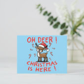 Oh Deer Kerstmis is hier Feestdagenkaart (Staand voorkant)