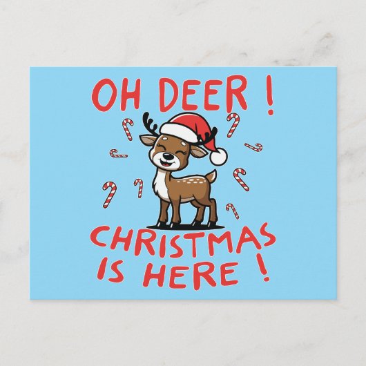 Oh Deer Kerstmis is hier Feestdagenkaart (Voorkant)