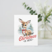 Oh Deer Kerstmis is hier Feestdagenkaart (Staand voorkant)