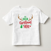 Oh Deer Kerstmis is hier, kerstboom, Antlers Kinder Shirts (Voorkant)