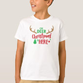Oh Deer Kerstmis is hier, kerstboom, Antlers T-shirt (Voorkant)