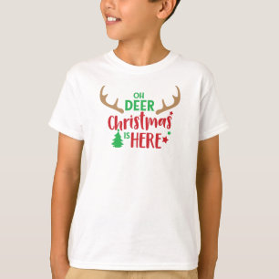 Oh Deer Kerstmis is hier, kerstboom, Antlers T-shirt