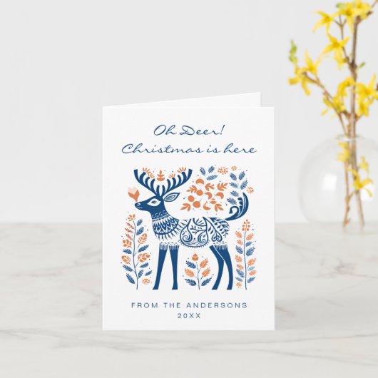 Oh Deer Kerstmis Kaart (Gele Bloem)