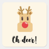 Oh Deer Kerstmis Vierkante Sticker (Voorkant)