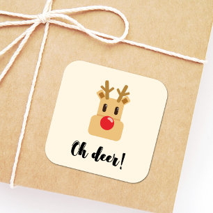 Oh Deer Kerstmis Vierkante Sticker
