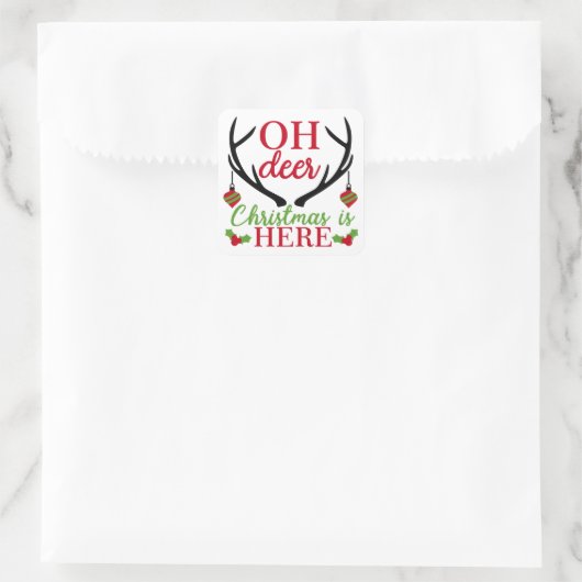 Oh Deer Kerstmis Vierkante Sticker (Tas)